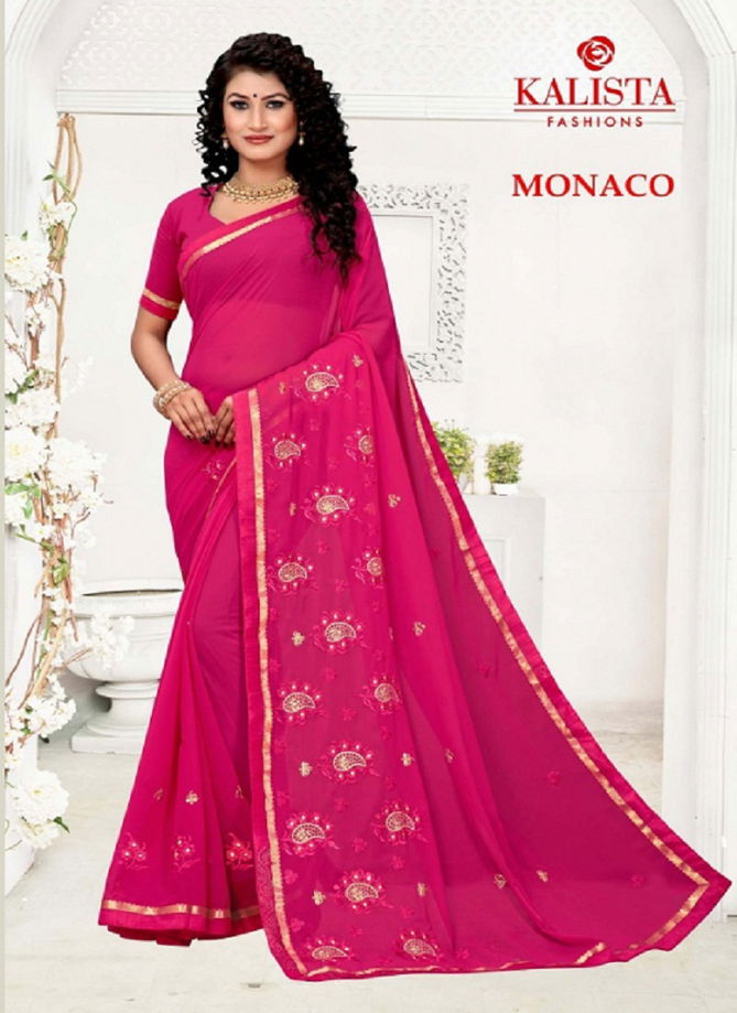 Kalista Monaco Latest Fancy Designer Festive Wear Georgette Saree Collection